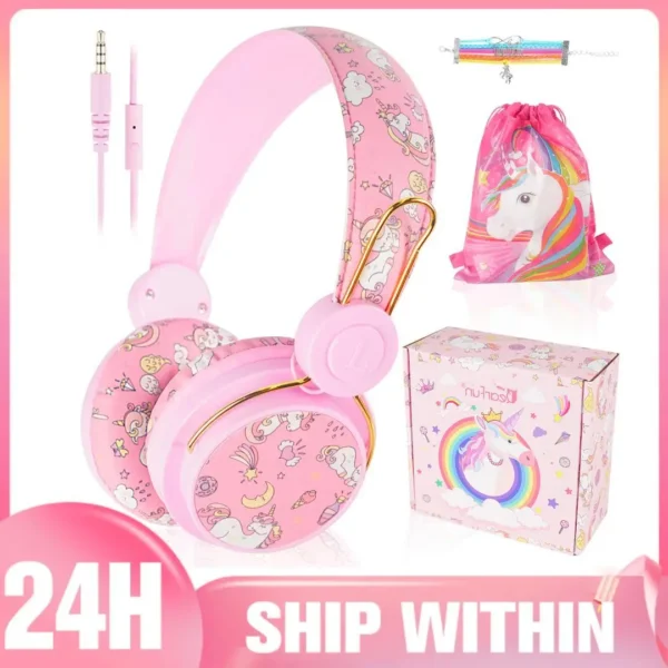 Wired Child Headphones Cartoon Cute Kids Anime Headphones Headset Stereo Music with Micrphone Children's Earphone Christmas Gift
